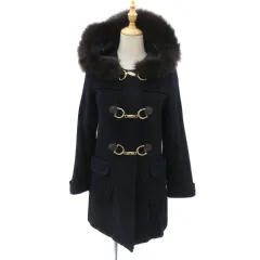 レッセパッセ LAISSE PASSE ダッフルコート ロング丈 フード付き フェイクファー付き 38 M 紺 ネイビー /YK2