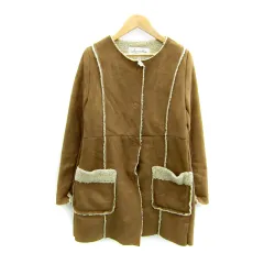 アナザーエディション ANOTHER EDITION アローズ フェイクムートンコート ロング丈 ノーカラー 無地 S 茶 ブラウン /SY3のサムネイル