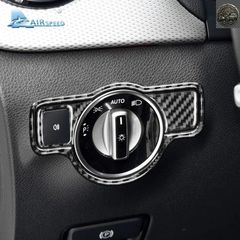 カーボンファイバー製ヘッドライトスイッチステッカー メルセデスベンツ A B C E Gクラス CLA GLA GLE GLK GLトリム カーカバー