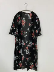 VENCE EXCHANGE ヴァンスエクスチェンジ カーディガン/ボレロ M ブラック 花柄・ボタニカル柄 ロング丈 半端袖 レディースのサムネイル