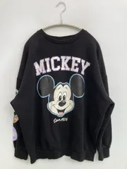Disney ディズニー スウェット M ブラック コットン 裏起毛 前面プリント ブランドロゴ 長袖 メンズ レディース