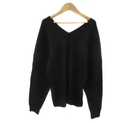 N.Natural Beauty Basic N.ナチュラルビューティーベーシック ニット セーター 長袖 Vネック 無地 M 黒 ブラック /YS13のサムネイル