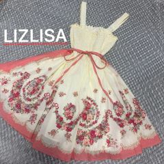 紙タグ付き未使用！ リズリサ 花柄 裾スカラップワンピース ホワイト