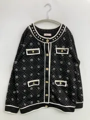 AnkRouge アンクルージュ カーディガン/ボレロ M ブラック コットン ビジュー ミドル丈 長袖 レディースのサムネイル