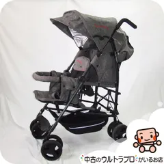 【お得っ！厳選中古】綺麗 二人乗りベビーカー 日本育児 kinderwagon DUOシティHOP2 グレーデニム 中古ベビーカー【B.綺麗】のサムネイル