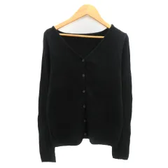 カージュ Khaju カーディガン ミドル丈 Vネック 黒 ブラック /YK16 のサムネイル