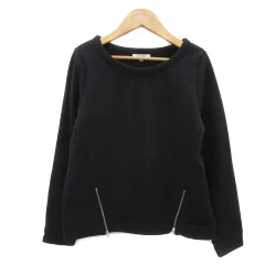 ナチュラルビューティーベーシック NATURAL BEAUTY BASIC トレーナー ミドル丈 ラウンドネック 無地 裏起毛 M 黒 ブラック /YS31のサムネイル