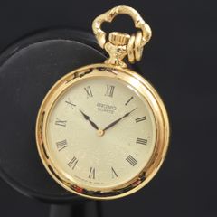 希少 SEIKO 手巻き ペンダントウォッチ ゴールド ローマン ラウンド