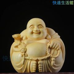 人気新作！極上彫 木彫仏像 七福神 布袋様 彫刻 仏教 柘植材 財運工芸