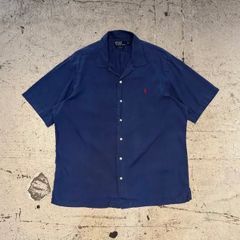 Ralph Lauren ラルフローレン リネンシルク 開襟シャツ ネイビー
