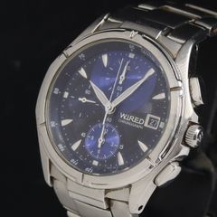 1131【美品】ワイアード ブルー文字盤 デイト メンズ腕時計 - メルカリ