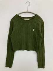 Chico チコ ニット/セーター F カーキ コットン ニット ワンポイント 刺繍 ショート丈 長袖 クルーネック(丸首) レディースのサムネイル