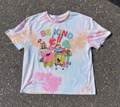 海外古着 スポンジボブ ビッグプリント Tシャツ カラフル タイダイ 