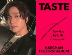 【中古】コレクションカード(男性) NCT/ヘチャン(HAECHAN)/裏面赤・印刷サイン・メッセージ入り/CD「The 1st Album ’TASTE’」(Full Spread Ver.)(Random Ver.)封入フォトカード