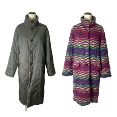 ミッソーニ MISSONI リーバーシブルコート フーデットコート キルティング ロング丈 40 カーキ マルチカラー ■GY06のサムネイル