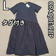 OPAQUE.CLIP　フィット＆フレアドッキングワンピース　グレイ　Lサイズ