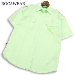 ROCAWEAR ロカウェア 春夏★ 半袖 ロゴ刺繍 ストライプ ミリタリー シャツ Sz.L メンズのサムネイル