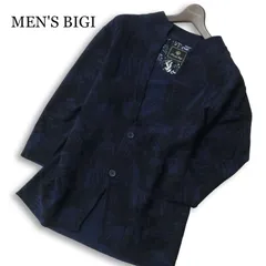 MEN'S BIGI メンズビギ 春夏★ 七分袖 ボタニカル柄 総柄 カーディガン ニット Sz.L メンズ 紺 ネイビーのサムネイル