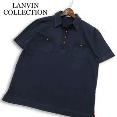 LANVIN COLLECTION ランバン コレクション 春夏★ 半袖 切替 ポロシャツ 日本製 Sz.L メンズ 紺 ネイビーのサムネイル