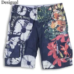 Desigual デシグアル 春夏★ 切替 ロゴ刺繍 フラワー ボタニカル カーゴ ハーフ ショート パンツ Sz.32 メンズのサムネイル