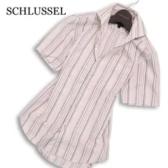 SCHLUSSEL シュリセル 春夏★ 半袖 ストライプ スリム シャツ 日本製 Sz.2 メンズのサムネイル