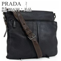 美品】プラダ VA0749 ロゴ型押し ボストンバッグ ブラック レザー
