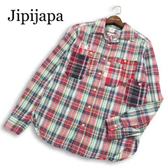 Jipijapa ヒピハパ 通年★ 長袖 ポケット マドラスチェック シャツ 日本製 Sz.2 メンズのサムネイル
