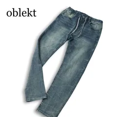 oblekt オブレクト 通年★ USED加工 ストレッチ スリム イージー スウェット デニム パンツ ジーンズ Sz.XS メンズのサムネイル
