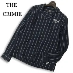 THE CRIMIE クライミー 通年★ 長袖 ストライプ ロゴ刺繍 オープンカラー ワーク シャツ 日本製 Sz.M メンズ ネイビーのサムネイル