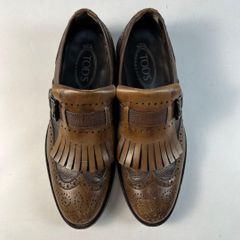 TOD'S ウィングチップ シングルモンク キルト フリンジ アンティーク