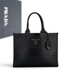 プラダ　トートバッグ PRADA プラダ シンボル トップステッチ 1BA379 トートバッグ 黒 トップ