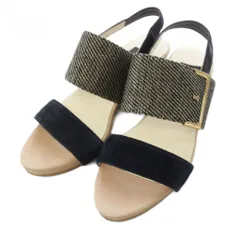 ランバン LANVIN サンダル ウェッジソール ストラップ 23.5cm 紺 ネイビー /TKのサムネイル