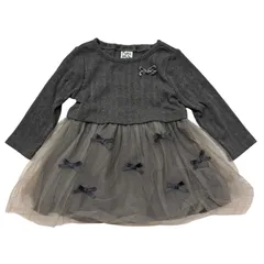  Pupil House ピューピルハウス チュールワンピース グレー リボン 長袖 ベビー キッズ80cm【C477】のサムネイル