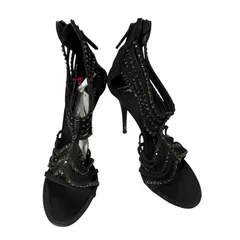  GIUSEPPE ZANOTTI ジュゼッペザノッティ バックジップサンダル スエード ラインストーン装飾 ブラック サイズ37 1/2【MAN2】のサムネイル