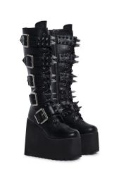 DEMONIA デモニア ウェッジソールベルトバックル厚底サイハブーツ