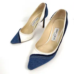 Jimmy Choo ジミーチュウ パンプス 36.5 フリンジ キャンバス デニム MIX ROMY85のサムネイル