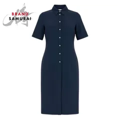 JIL SANDER ジルサンダー シャツワンピース ロングワンピース 半袖 ネイビー コットン/シルク ワンピース レディース A3-00083【中古】のサムネイル