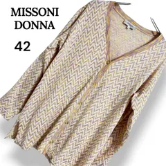 【美品】MISSONI DONNA ミッソーニドンナ 総柄 ニット カーディガン トップス Vネック 金ボタン ラメ調 マルチカラー 長袖 最高級 オレンジタグ イタリア製 羽織り 上着 アウター 華やか 上品 高級感 レア レディース L【42】ST001のサムネイル
