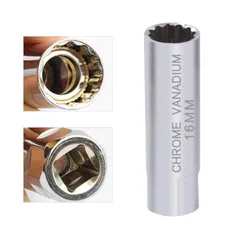 差込角9.5mm(3/8inch) 12角薄壁 ユニバーサルソケット 16mm スパークプラグソケット 磁気ジョイント スパークプラグレンチ プラグレンチのサムネイル