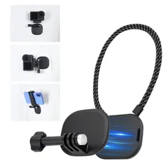 新品 UTEBIT ネックレス式マウント for Insta360 GoPro スマホ対応 磁吸式首掛けカメラホルダー クイックリリース 180度チルト ハンズフリー 第一人称視点 Vlog・スポーツ・旅行用 (スマホクリップ&ストラップ付き)のサムネイル