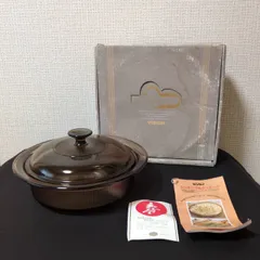 【未使用】岩城硝子 VISION 超耐熱ガラス 卓上鍋 1.6L ビジョン 箱・レシピ付 1990年当時物のサムネイル