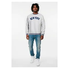 チャンピオン メンズ アウター パーカー・スウェット シャツ Mens Champion Heather Gray New York Yankees Reverse Weave Sweatshirt