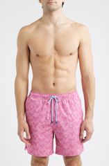 Peter Millar Men's Swim Trunks, Half Pants/Shorts, Peter Millar Pina Colada Swim Trunks, Pink Ruby.