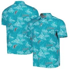 レインスプーナー メンズ トップス ポロシャツ プリント Mens Reyn Spooner Teal Florida Marlins Cooperstown Collection Puamana Pのサムネイル