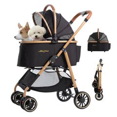 ペットカート 分離型 犬用 バギー いぬ用 4輪 前輪360°回転 カーキ