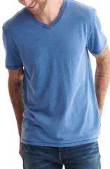 ラッキーブランド メンズ トップス Tシャツ Vネック Lucky Brand Venice Burnout VNeck TShirt Monaco Blue ブルー