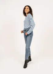 セイントジェームス レディース トップス シャツ Saint James MINQUIERS MODERN Breton Striped Shirt WhiteRoyal Blue ホワイトのサムネイル