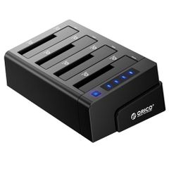 ORICO USB3.0 HDD 케이스 클론 기능 첨부 2.5 / 3.5 인치 SATA HDD/SSD 대응 4 베이 하드 디스크 케이스 공구 불필요 10TB*4대 대응 전원 어댑터 첨부 블랙 6648US3 무료우송