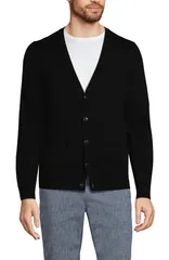 ランズエンド メンズ アウター カーディガン コットン Lands End Fine Gauge Cotton Cardigan Black ブラックのサムネイル