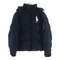 POLO RALPH LAUREN (ポロラルフローレン) フロントビッグポニー刺繍 ナイロン ダウンジャケット ブラック/レッドのサムネイル